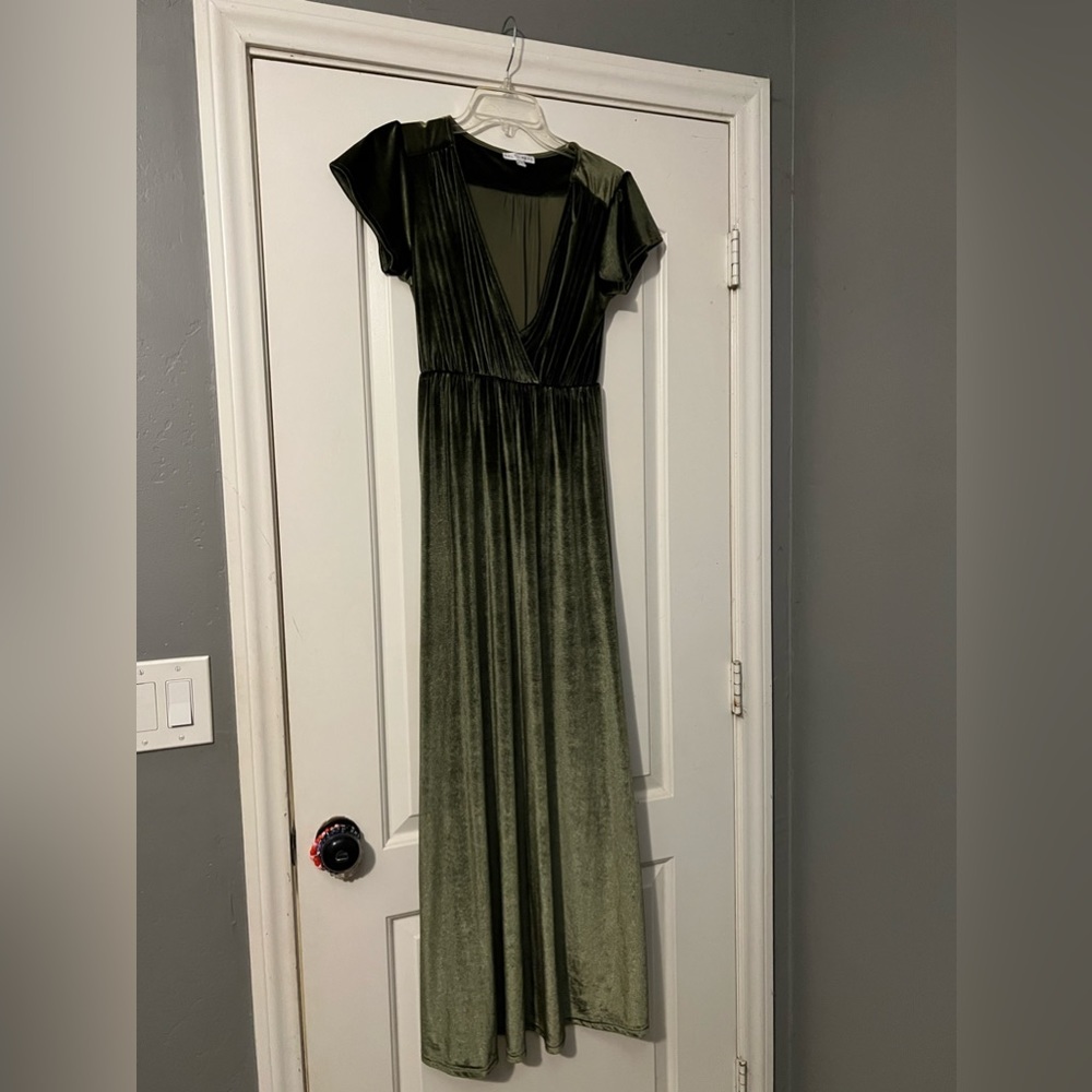 Baltic Born green velvet maxi dress